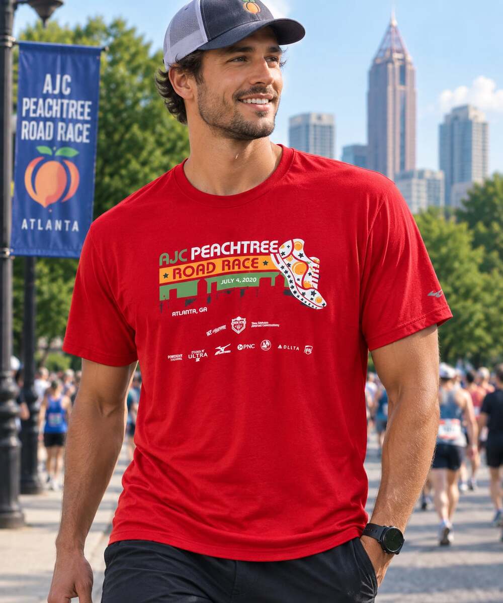 Mizuno AJC Peachtree Road Race 2020 Atlanta Red Running T-Shirt Men’s Medium M